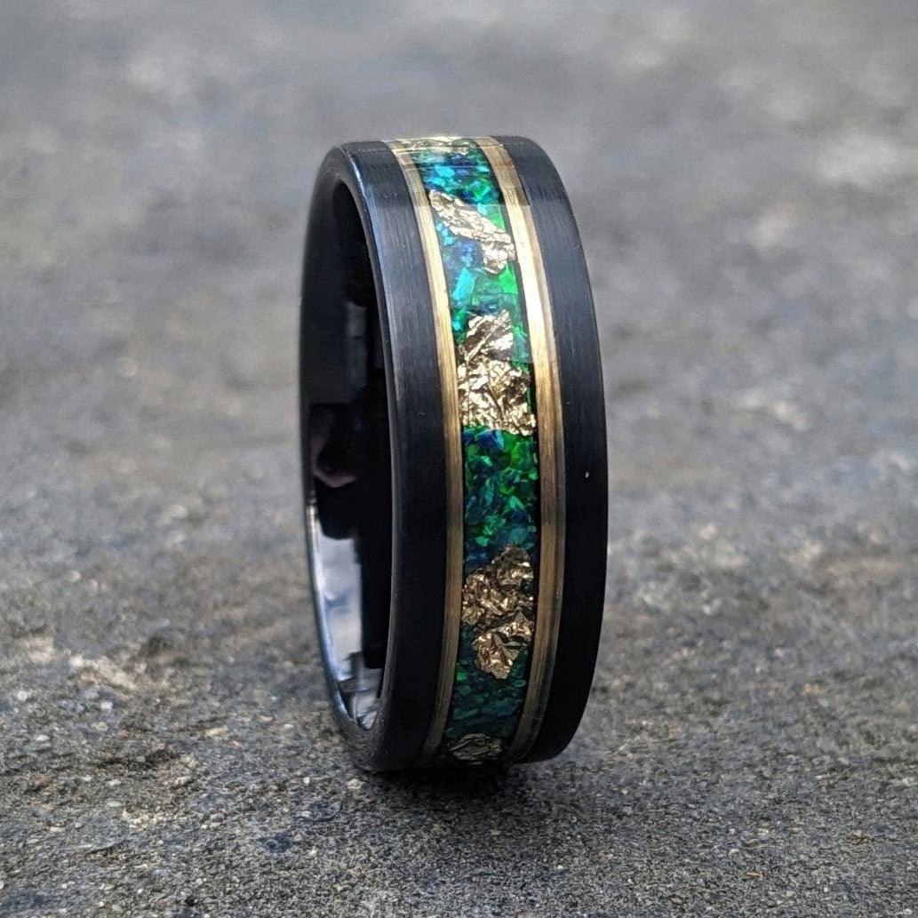 Selling Dark Green Opal Tungsten Ring