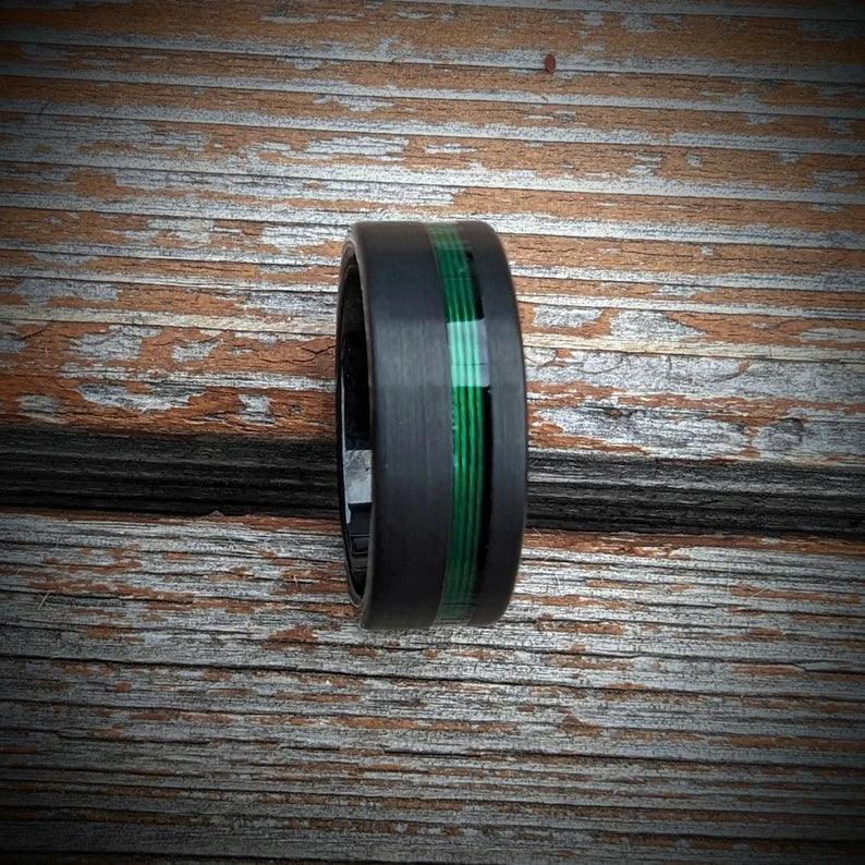 Silver Fishing Line Ring, Male Wedding Band, Fishing Band for Men, Silver Wedding  Ring 