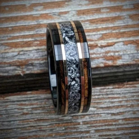Carbon Fiber & Meteorite Ring With Titanium | Jewelry by Johan - Jewelry by  Johan