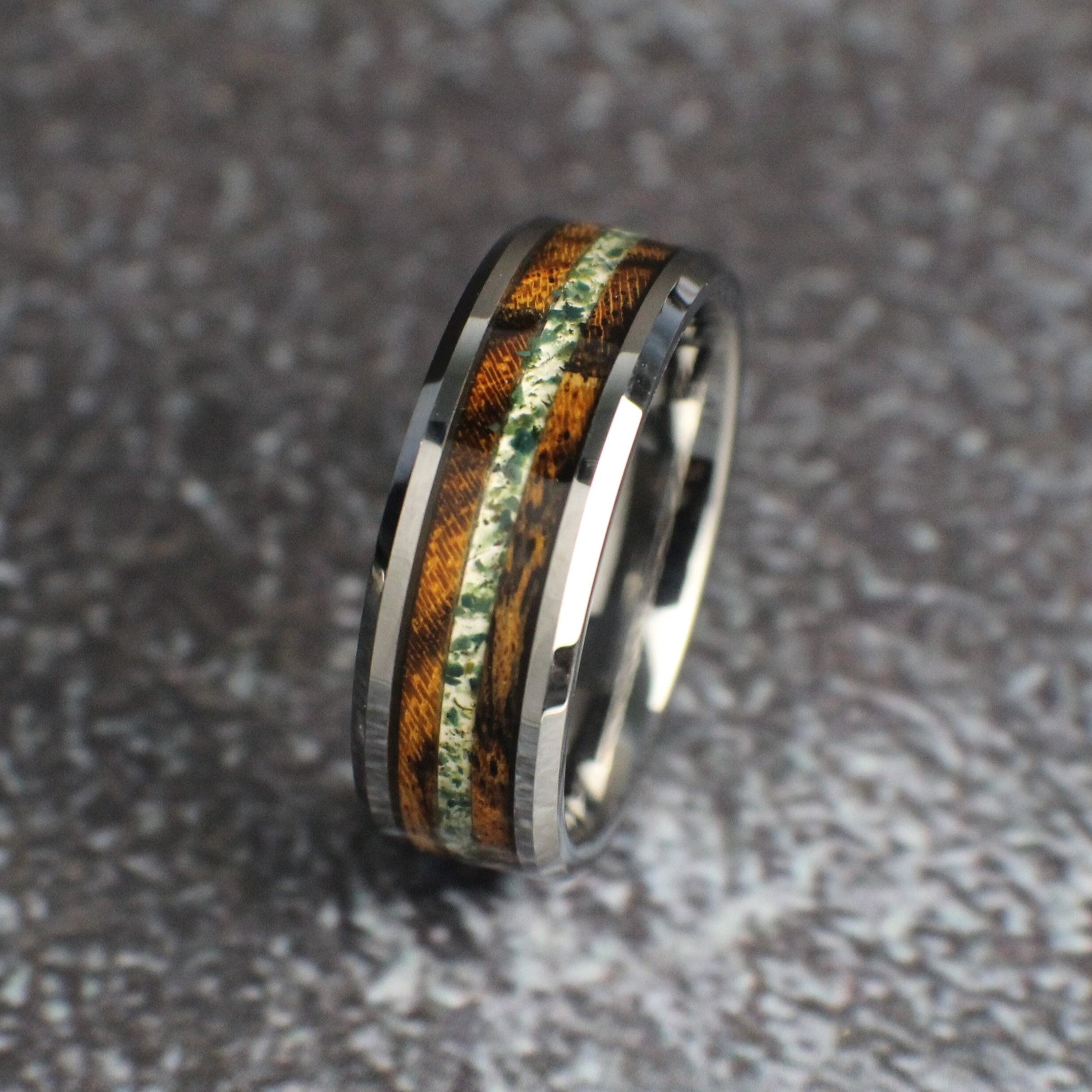 Moss Agate Wedding Band