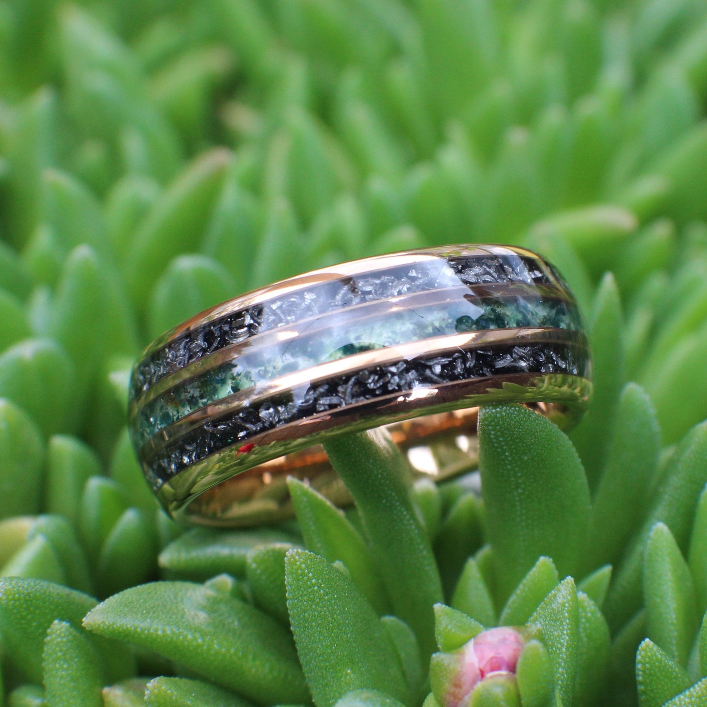 Moss Agate Wedding Ring