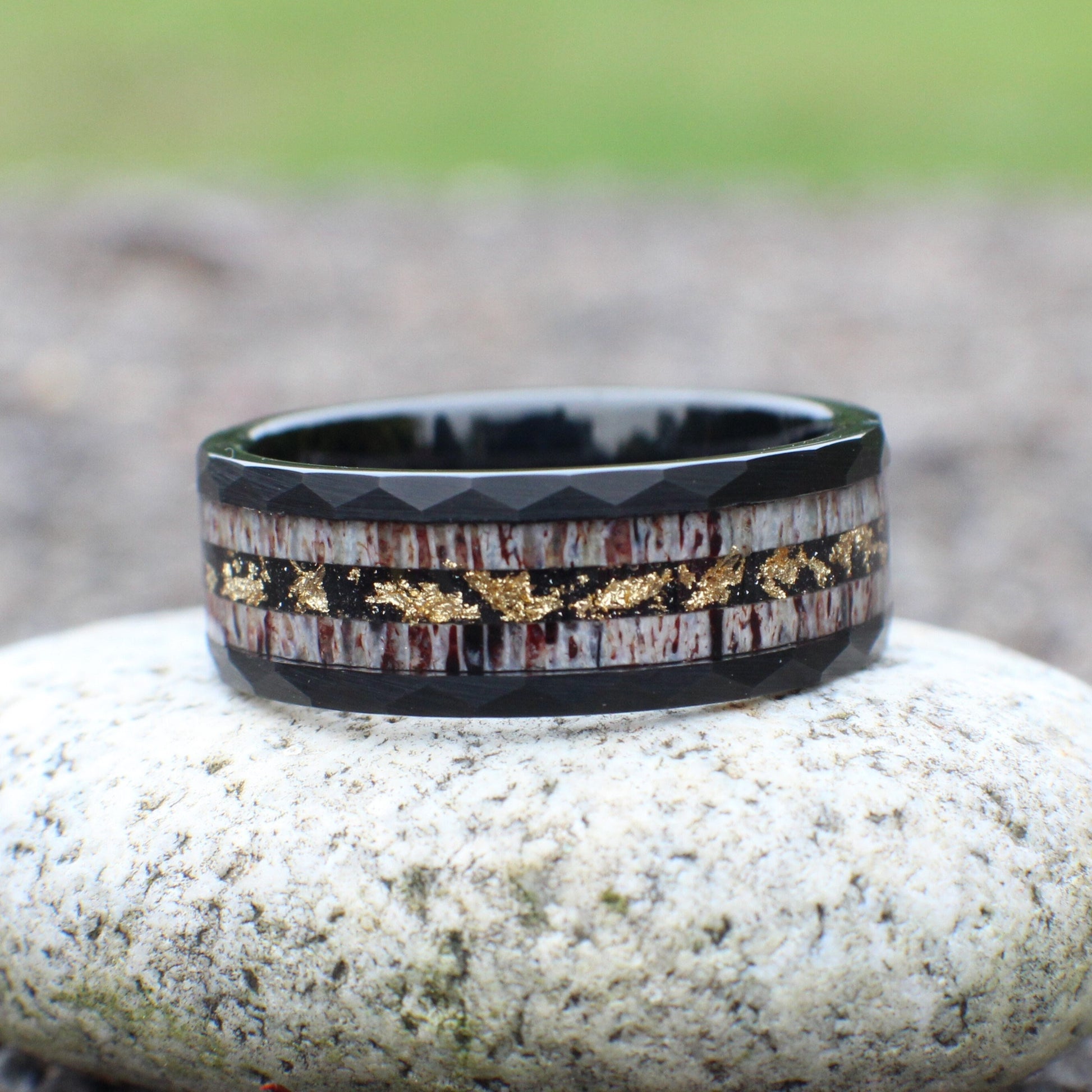 Elk Antler and Gold Leaf Ring