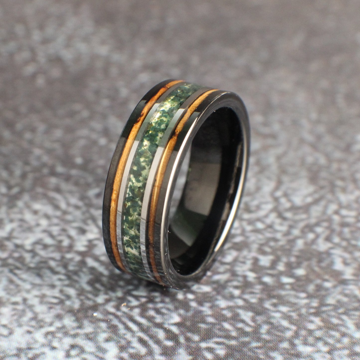 Burnt Whiskey Barrel Wedding Band