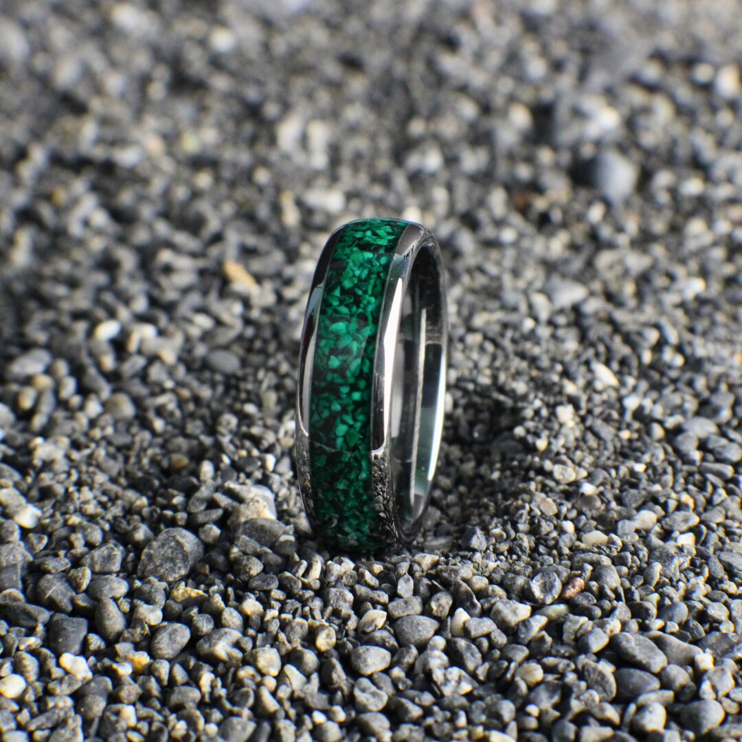 Malachite Ring, Couples Malachite Rings, Malachite Wedding Bands