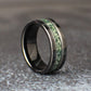 Moss Agate and Silver Line Wedding Band