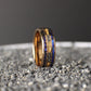 Meteorite ring with rose gold and blue opals