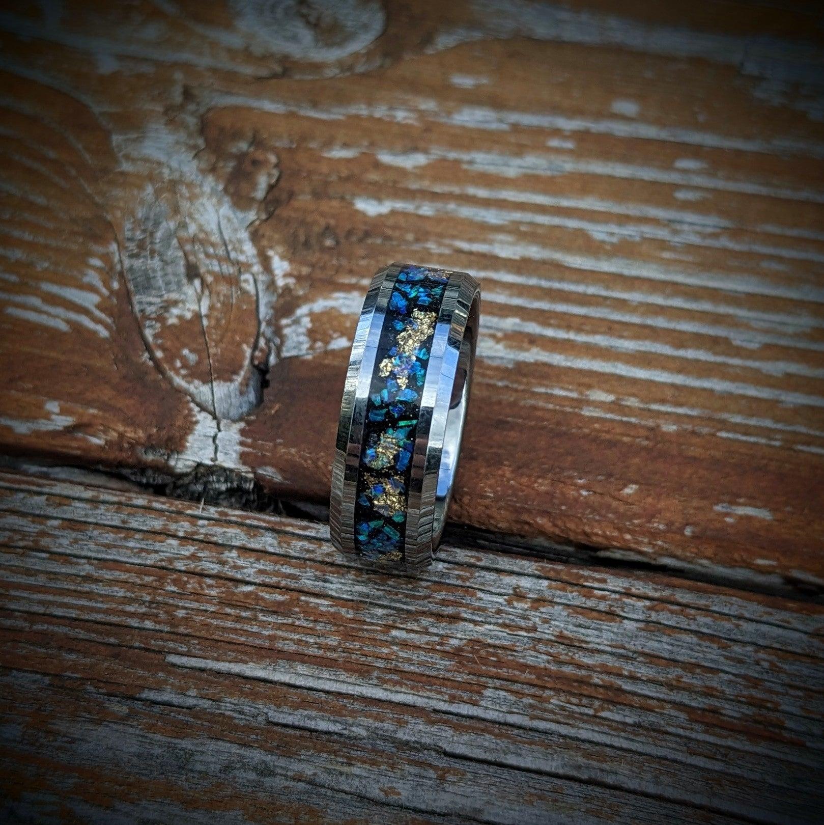 Opal and Gold Leaf Galaxy Ring - GoodRingsUSA